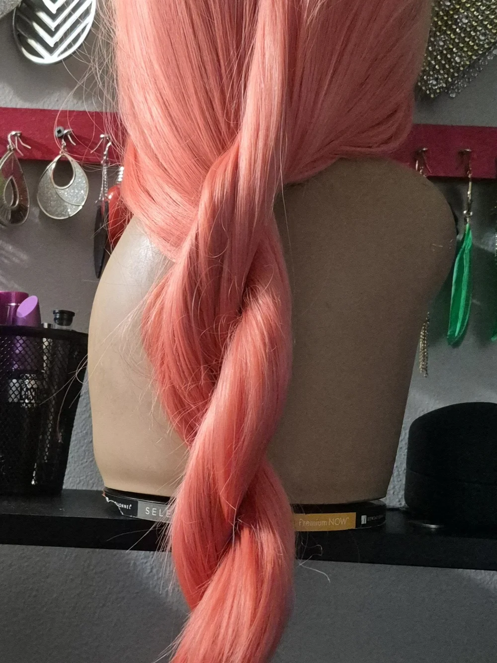 Blonde to Coral Ombre Long Straight Wig - Women Hair